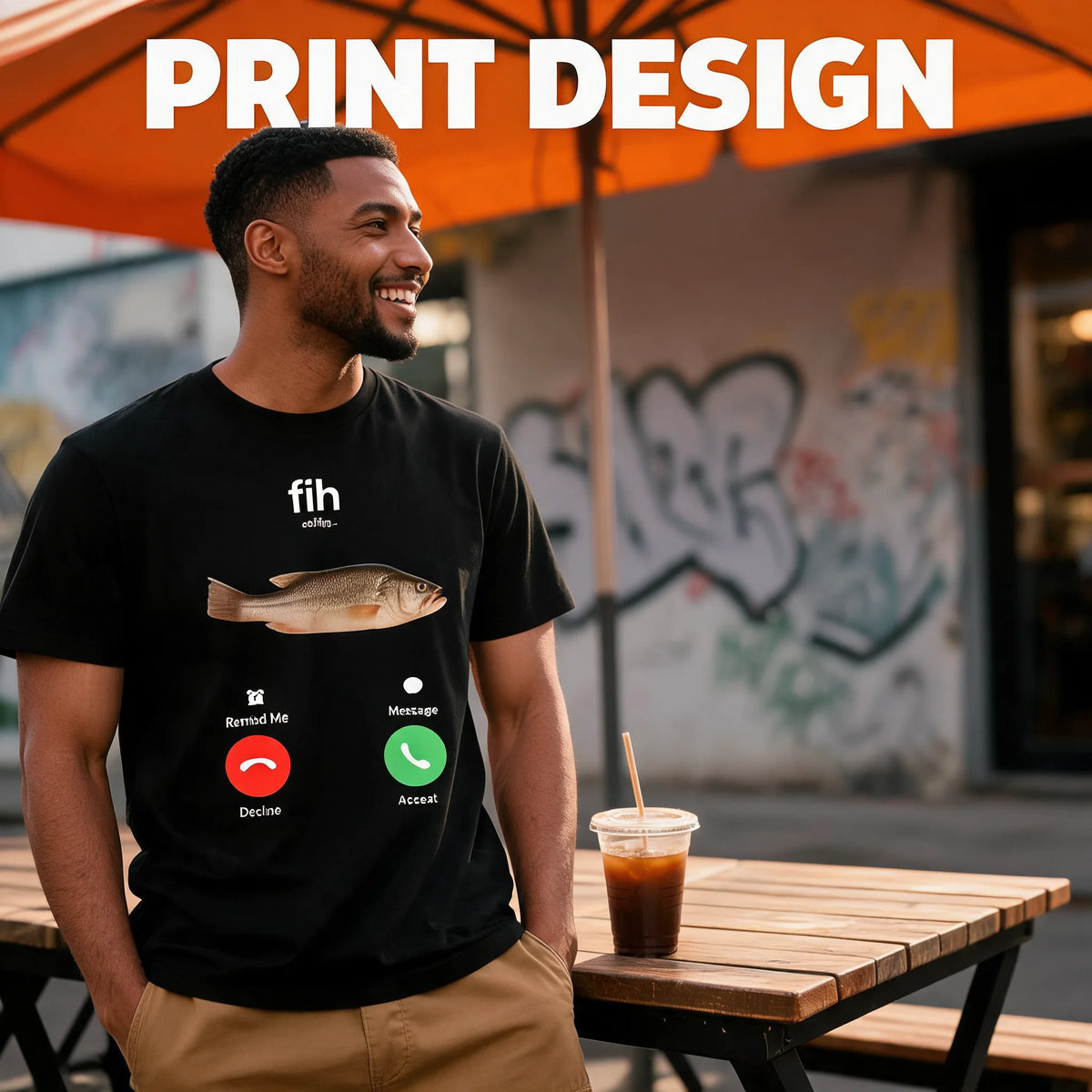 100% Cotton Fih Calling Remind Me Message Decline Accept Phone Call Fish Fit Casual Streetwear Men Gifts Flower Print Classic Crew Neck Short Sleeves Regular Fit Breathable Stylish Graphic T-Shirt