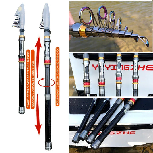 GHOTDA 1.8M-3.6M Superhard Telescopic Sea Fishing Rod and Spinning Reel 5.2:1 Gear Ratio Combo Max Drag 8kg Pesca for Bass Pike