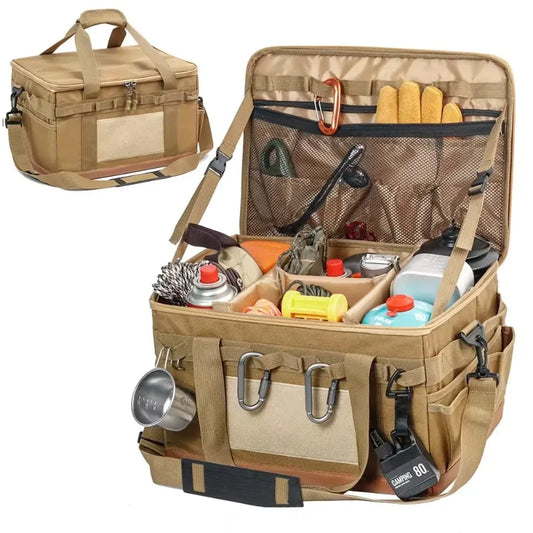 30L Large Capacity Camping Storage Bag, Detachable Camping Stove Case, Car Trunk Cooking Utensil Organizer