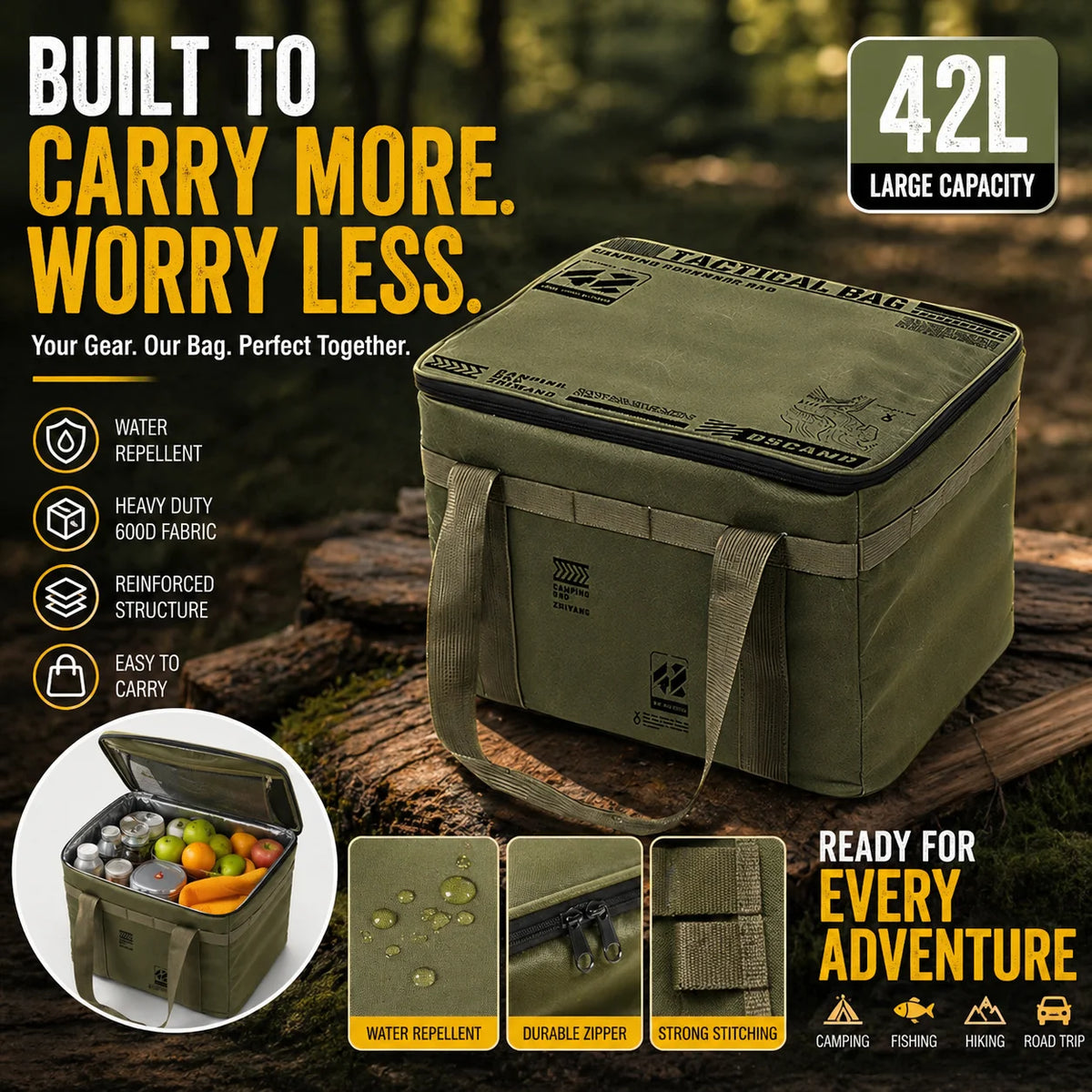 42L Camping Storage Bag for Outdoor Gear & Cookware