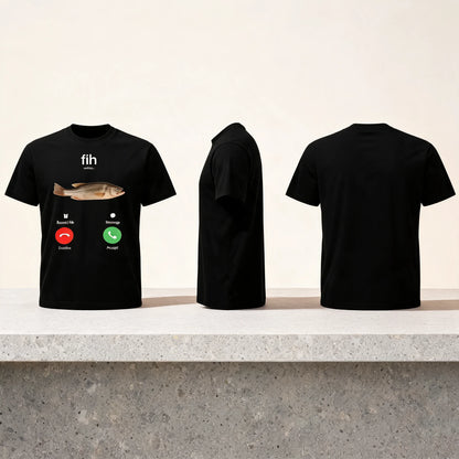 100% Cotton Fih Calling Remind Me Message Decline Accept Phone Call Fish Fit Casual Streetwear Men Gifts Flower Print Classic Crew Neck Short Sleeves Regular Fit Breathable Stylish Graphic T-Shirt