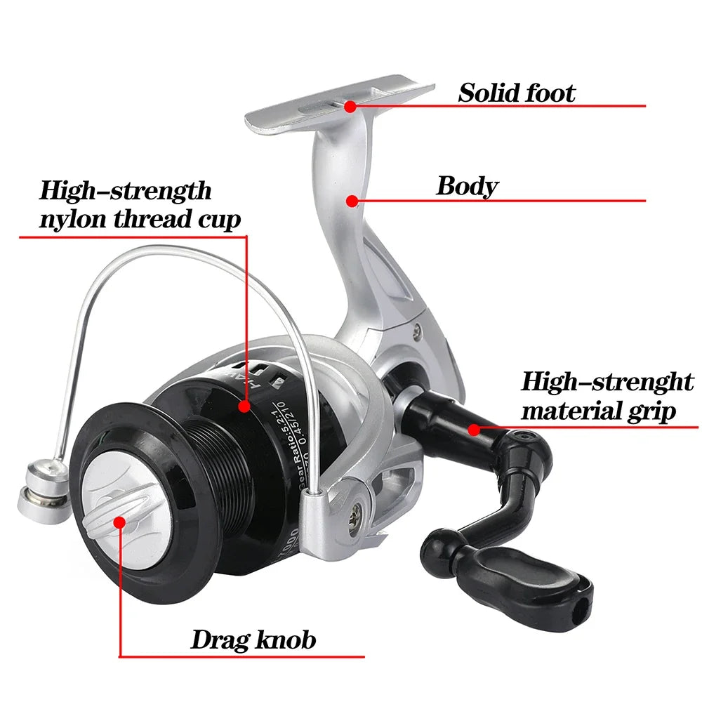 GHOTDA 1.8M-3.6M Superhard Telescopic Sea Fishing Rod and Spinning Reel 5.2:1 Gear Ratio Combo Max Drag 8kg Pesca for Bass Pike