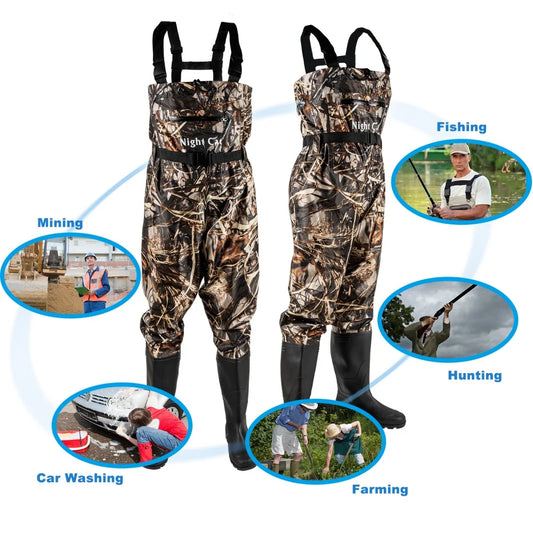 Night Cat Fishing Waders for Men Women Waterproof Hunting Chest Wader with Bootfoot Belt Breathable Lightweight Size 6.5-13