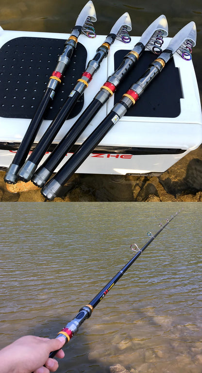 GHOTDA 1.8M-3.6M Superhard Telescopic Sea Fishing Rod and Spinning Reel 5.2:1 Gear Ratio Combo Max Drag 8kg Pesca for Bass Pike