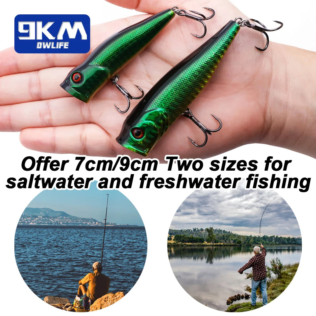 Topwater Fishing Lure with Rattle and Cup Mouth
